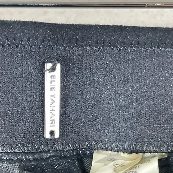 Elie Tahari Roxanna Lambskin Suede Skinny Pants Womens Medium Blue Shimmery - Picture 7 of 15